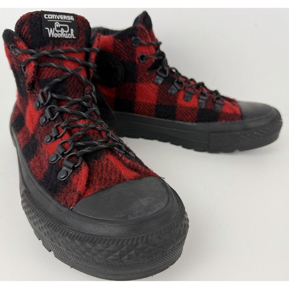 Converse x Woolrich Unisex Black/Red Plaid Chuck Taylor All Star High Top, 6/7.5 - Picture 1 of 10